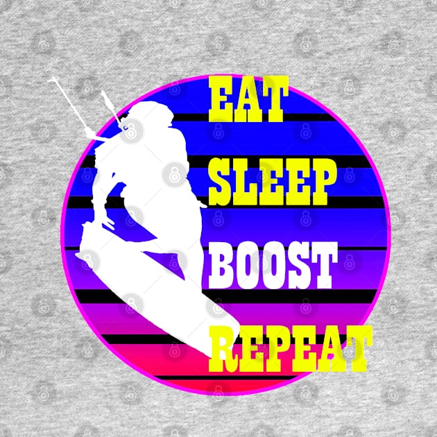 Eat Sleep Boost Repeat Female Kitesufer Retro Sunset by taiche